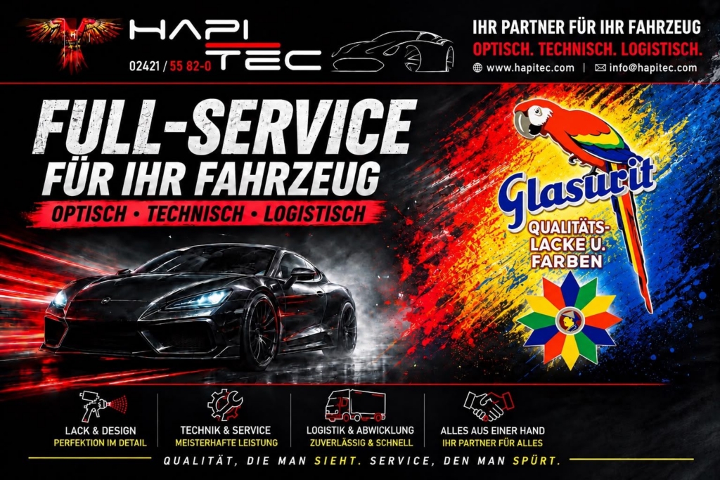 Hapitec Full-Service für Ihr Fahrzeug – optisch, technisch und logistisch